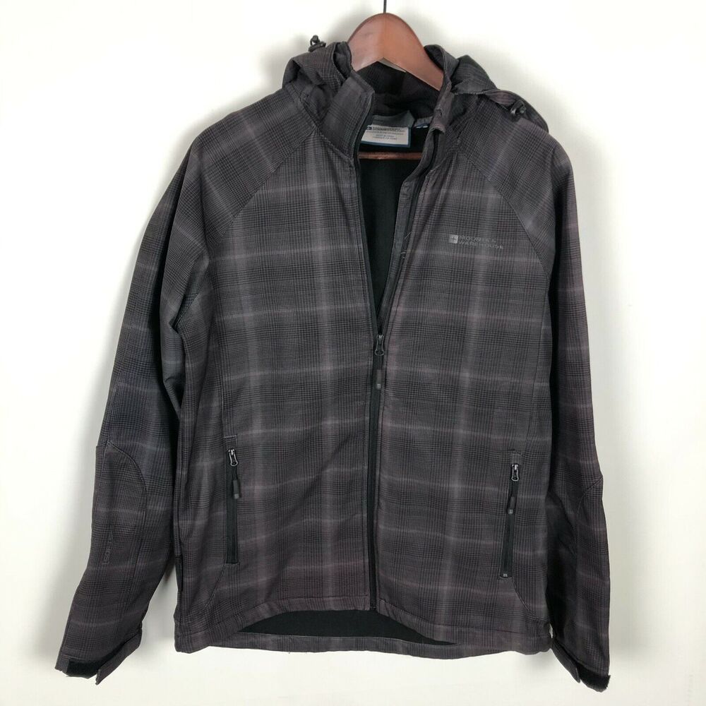 Mountain Warehouse Purple Black Plaid Shell Jacket Men Size Medium Fleece Lined